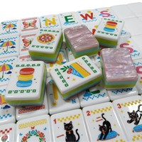 Nouvel ensemble de Mahjong américain en acrylique rose, style original, best-seller, tuiles de Mahjong de style américain, emballage en boîte en carton