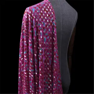 New Coming Popular Beautiful Silk Metallic Jacquard Fabric Lurex Dot Shiny Textile in Rose Printing
