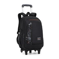 Sac à dos scolaire grande capacité 6 roues, tendance, imperméable, léger, pour les classes 2-6, en nylon, avec roulettes pour monter les escaliers