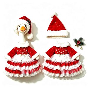 Christmas Porch Goose Outfit Dress Hat 23 Inch Pet Statue Ornament Decorations Clothes Custom Lightweight Polyester - Product Image 2