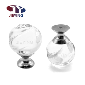 Jieying üreticileri toptan cam yuvarlak çekme kabak topu şekli tek delik kristal mobilya kolu - Product Image 1