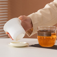 Service à thé portable en céramique, minimaliste, pour voyage, avec filtre, 1 pot, 3 tasses, infuseur à thé à préparation rapide, étui de transport de luxe, cadeau