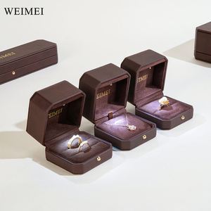 Caja de joyería de cuero verde WEIMEI, colgante de luz LED, embalaje de pulsera - Product Image 4