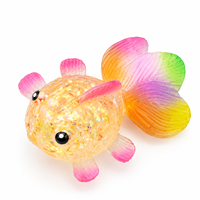 Squishies Poisson Rouge Pailleté à Queue Colorée en Maltose, Poisson Marin à Rebond Lent, Jouet Anti-Stress en Gelée à Presser pour Enfants et Adultes