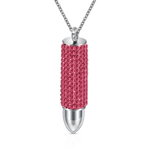 Colgante de Acero Inoxidable con Incrustaciones de Diamantes en Forma de Bala, Cadena de Acero Inoxidable de 16 mm, Color Azul, Negro, Blanco, Rosa, para Uso Diario - Product Image 4