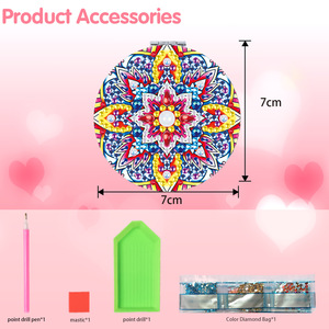 Diamond Painting Compact Mirror <strong>Mandala</strong> Diamond Art Small Travel Pocket Mirror Diamond <strong>Dots</strong> DIY Craft Kits - Product Image 2