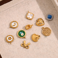 Pendentifs Breloques Rétro en Acier Inoxydable Plaqué Or 18 carats avec Motifs Étoile à Quatre Branches, Cœur, Météorite, Fleur, Coquillage et Abeille pour Colliers et Bracelets