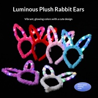 Serre-tête LED en peluche avec oreilles de lapin, 14 lumières LED clignotantes, accessoire capillaire en acier inoxydable pour femmes, idéal pour les fêtes et les costumes.