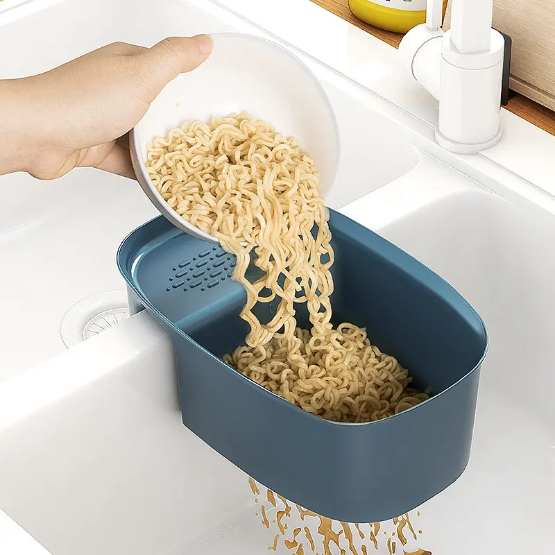 Đa Chức Năng Bồn Rửa Bát Colander Treo Đôi Bồn Rửa Hình Giỏ Yên Nhà Bếp Caddy Với Lỗ Thoát Nước