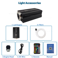 Kit d'éclairage à fibres optiques LED RGBW Mini 16W, kits d'éclairage à fibres optiques, télécommande sonore, contrôle par application, DC12V, 2m, 300 pièces, 0,75 mm pour le toit de la voiture