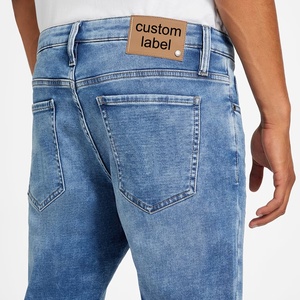 جينز دينيم عالي الجودة بالجملة، تصميم مستقيم سادة، لون أزرق فاتح، قصة ضيقة، خصر مرتفع، ملابس الشارع، مناسب للرجال والنساء - Product Image 4