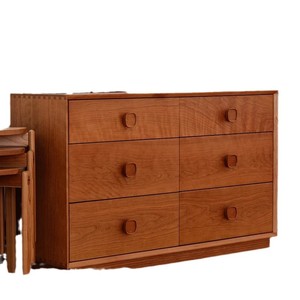 Commode en bois massif à six tiroirs, style vintage en bois de cerisier, meuble de rangement pour chambre à coucher, commode de salon, meuble de bout de lit - Product Image 4