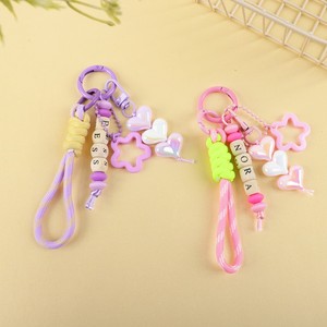 Porte-clés personnalisé avec perles <span class=keywords><strong>lettres</strong></span>, breloques cœur et étoile, bracelet en corde tressée, personnalisable - Product Image 2