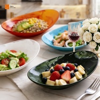 Plat à salade en résine durable, écologique, fait main, minimaliste, multicolores, pour les fêtes, la maison, l'hôtel et le bar