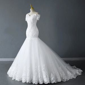 <b>White</b> Mermaid <b>Lace</b> Wedding Dress Off Shoulder Sweetheart Neckline Vintage Style Bridal Gown - Product Image 2