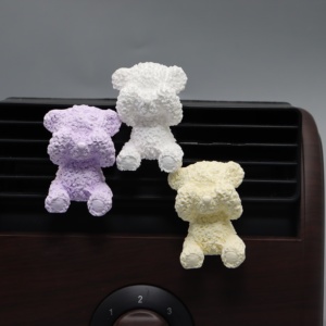 Diffuseur d'huiles essentielles en pierre aromatique en forme d'ours, en gypse massif, pour voiture et maison, avec capteur de vibration et clip de ventilation - Product Image 1