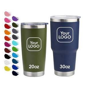 كوب سفر معزول بالتفريغ مزدوج الجدار 20 أونصة 30 أونصة بشعار مخصص مع غطاء مقاوم للماء للقهوة والنبيذ والبيرة - Product Image 1