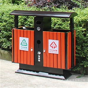 Outdoor Steel And Wood Trash Can 920x360x1000mm Sorting <b>Bin</b> For Residential Use <b>Rectangle</b> Shape - Product Image 1