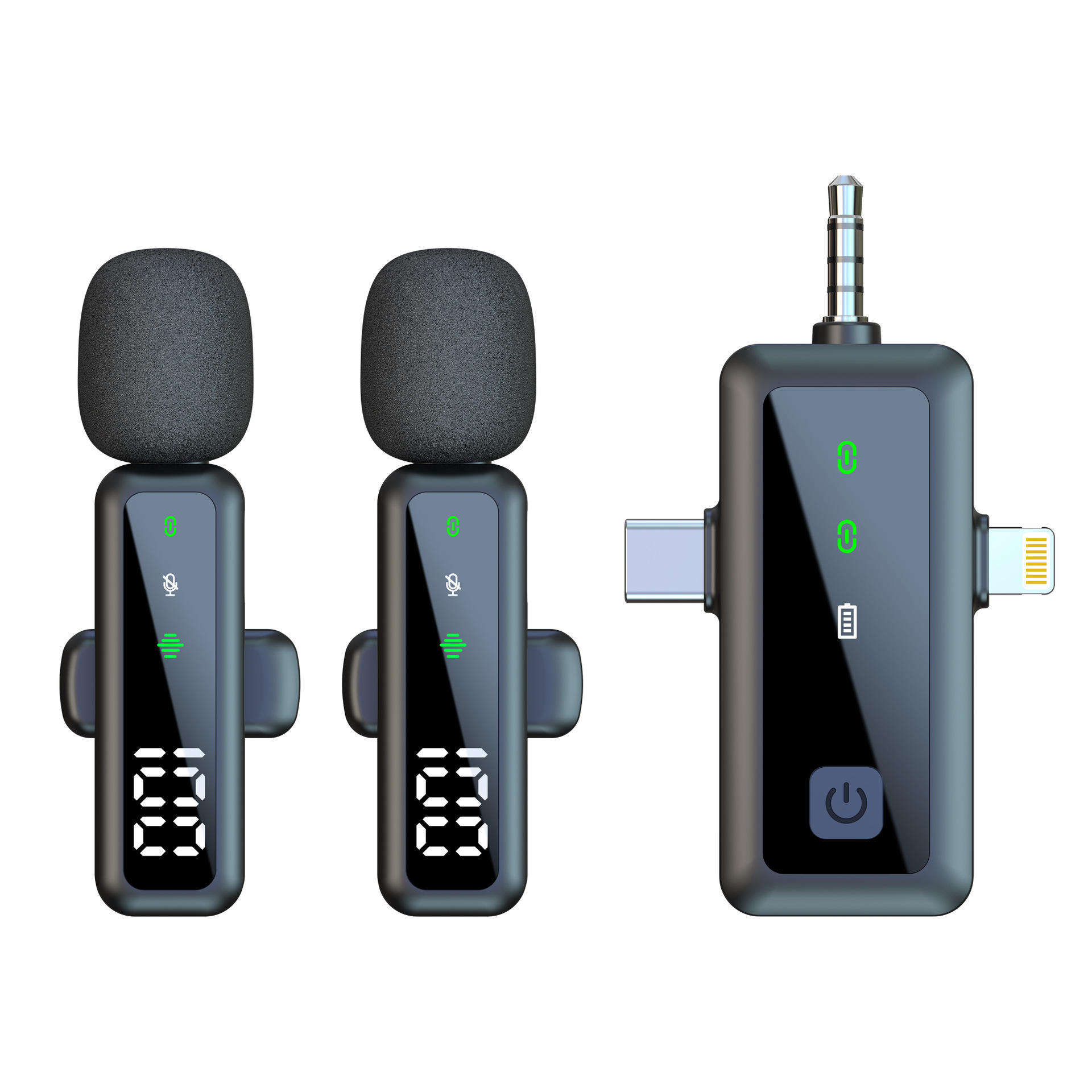 H68 Black One - to - Two Dual Microphone Digital Display Model