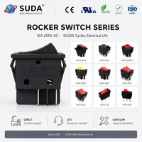Interrupteur à bascule certifié SUDA CE RoHS REACH, double pôle simple sens, 4 broches, interrupteur électrique à palette IP40 16A pour multiprise PDU