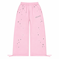 Pantalon de survêtement décontracté personnalisé pour femme, coupe ample et épaisse, style streetwear, avec œillets et rivets