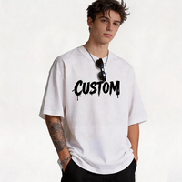 T-shirt vierge streetwear pour homme, 220 g/m², 100 % coton tricoté, écologique, respirant, coupe oversize, vente en gros, personnalisable avec logo