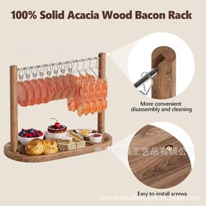 Grille de barbecue en bois avec plateau pour bacon et sauces, idéale pour les fêtes à domicile et le jambon espagnol - Product Image 2