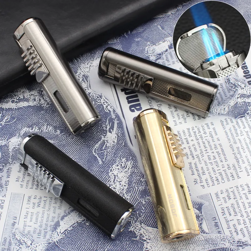 Трехструйный пистолет-распылитель для сигар JOBON ZB587, металлическая ветрозащитная зажигалка с видимым газовым сверлом для сигар, Подарочная коробка, оптовая продажа