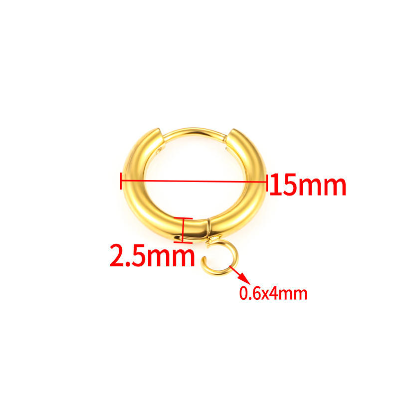 Pendientes de aro soldados al vacío en oro de 18k, 2.5x15mm