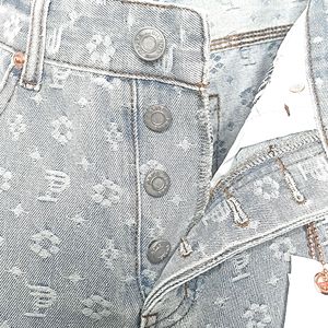 Jean Bleu Délavé et Détruit de Haute Qualité en Coton pour Hommes - Product Image 3
