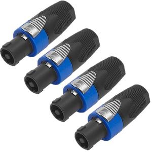 Four <b>Pin</b> Speaker Connector NL4FC Blue Plastic Audio Video <b>Plug</b> <b>Adapter</b> YY 3260 - Product Image 4