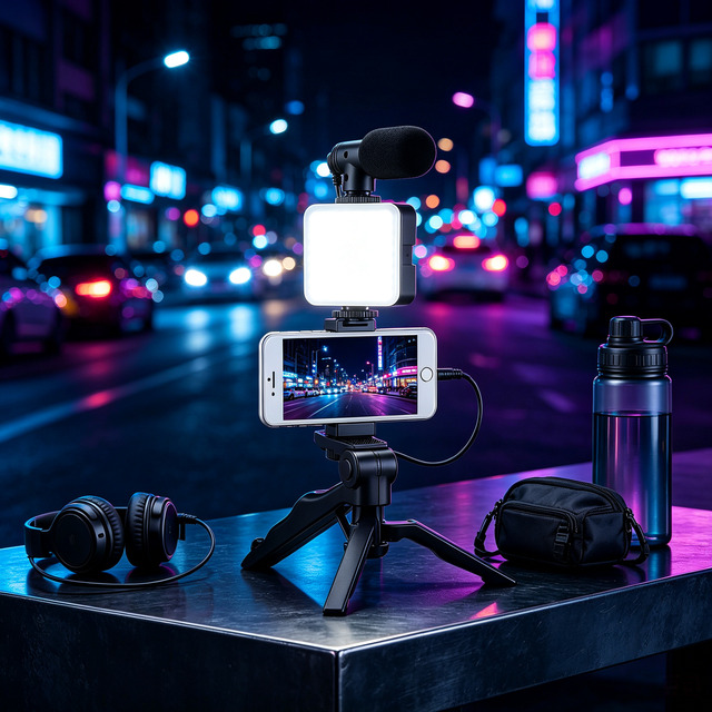 Mobile Tripod Kit with Microphone Led Light Handheld Live Broadcast Selfie Stick Mini Portable Photography Live Broadcast Holder