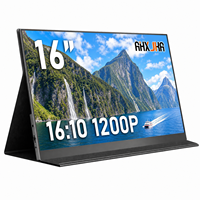 Moniteur externe AHXJKA 16 pouces, écran unique 1920x1200 120Hz, étui de protection en cuir pour jeux, consoles Win et Mac