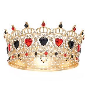 Grande Tiare <span class=keywords><strong>de</strong></span> Roi en Alliage Plaqué Or Rose Brillant avec Pierre Rouge en Forme <span class=keywords><strong>de</strong></span> Cœur et Sertissage à Griffes, Tendance, pour Anniversaire - Product Image 5