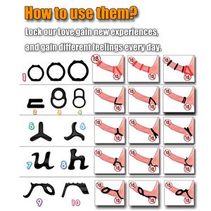 Set di Anelli per Pene in Silicone, Giocattoli Sessuali per Uomini, Anello per Pene Spesso con 3 Pezzi dal Design Unico per Migliorare l'Erezione - Product Image 6