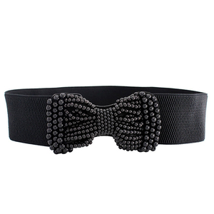 <span class=keywords><strong>Cintura</strong></span> elastica con fiocco grande perla nera per abito da donna con tre taglie - Product Image 1