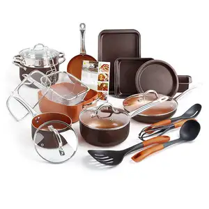 Hot Sale High Quality 23 Pieces Non Stick Ceramic Copper Pots And Frying Pans Cookware Set