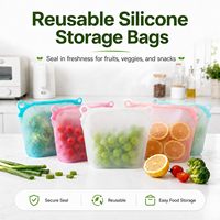 Sacs de rangement réutilisables en silicone à fermeture éclair, sans BPA, avec logo personnalisé, faible MOQ, pour le déjeuner et les collations des enfants, conformes LFGB, avec fermeture magnétique, vente en gros directe usine