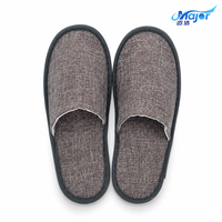 Chaussons jetables d'hôtel en lin à bout fermé, personnalisables avec logo, en gros, pour kits d'accueil et chambres d'hôtes