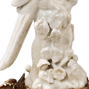 Luxury Fireplace Villa European <strong>White</strong> Ceramics Parrot Single <strong>Candlestick</strong> with Copper Base - Product Image 4
