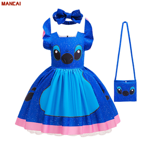 Anime <span class=keywords><strong>Lilo</strong></span> hojas disfraz <span class=keywords><strong>Stitch</strong></span> vestido <span class=keywords><strong>de</strong></span> dibujos animados para niñas verano Hawaiano hoja roja estampado niños Halloween Cosplay disfraz - Product Image 3