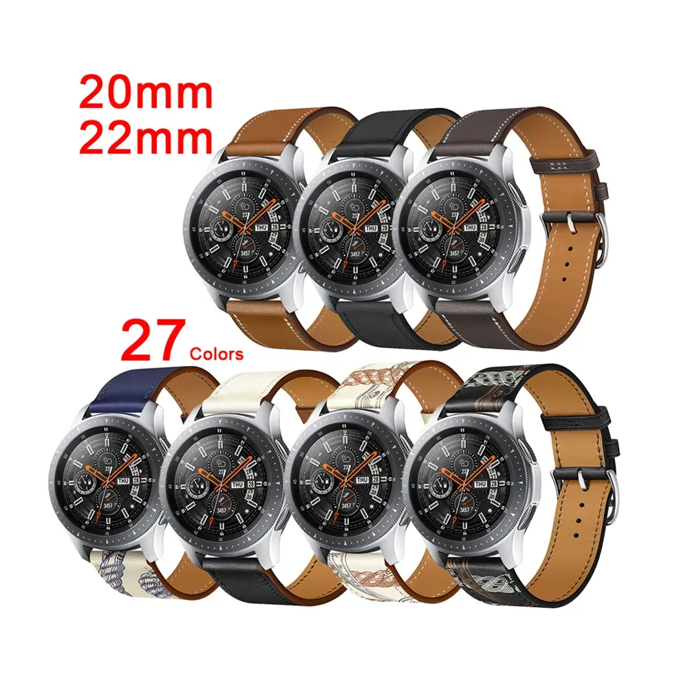 ShanHai Leather Band For Samsung Watch 4 Active 2/3/42mm/46mm 20mm 22mm Bracelet For Huawei GT/2/3 Pro Galaxy Watch 4 Strap