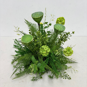 DKB Promotion Exceptionnelle : Bouquet de Fleurs Artificielles Vertes pour Mariage – Hortensias et Graines de Lotus, Boule Florale de 20 cm pour Décoration de Mariage - Product Image 1