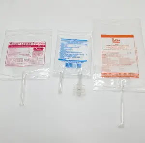 Bolsa de infusión IV de PVC desechable puertos dobles con giro de mariposa bolsa de infusión IV de PVC para inyección