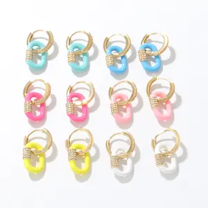 Neue geometrische quadratische Mikro-Einsatz Zirkon elegante Mode Persönlichkeit Großhandel Roll Ohrringe für Frauen