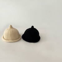 Bonnet en coton tricoté pour bébé, élégant, à bords roulés, avec petite étiquette et motif sucette, pour tout-petits, toutes saisons, coupe-vent, style coréen, tendance