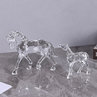 Ornements de cheval en cristal de luxe à haute brillance, faits à la main, gravés, en cristal Jingpai, pour salon, bureau, table