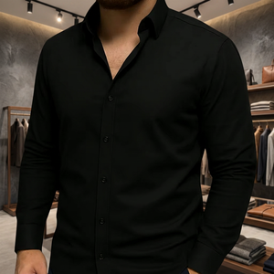 Men's Comfortable Cotton Blend Long Sleeve Shirt Classic Button Formal Wear Breathable Casual Plus Size Autumn OEM Solid - Product Image 2