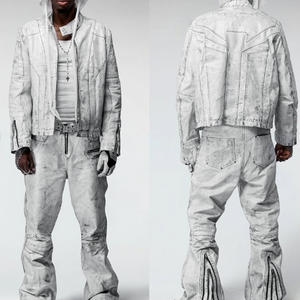 대량 럭셔리 디자이너 사용자 정의 패치 워크 2 색 Pu 가죽 무거운 겨울 남성 가죽 헐렁한 맞춤 두꺼운 도매 재킷 Chaqueta - Product Image 4