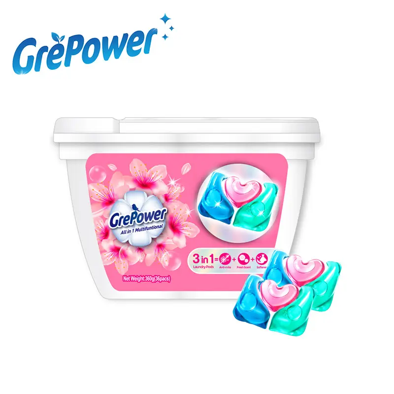 Liby Grepower capsule de lessive capsule de lavage capsule de détergent perle de gel en gros 3 en 1 dosettes de lessive à effet total